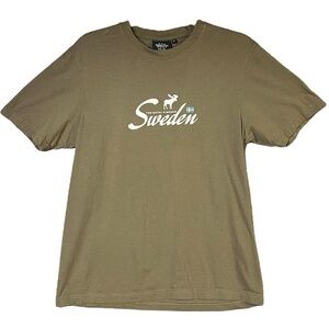 South West T-Shirt Small Brown Graphic Print Sweden Moose Crewneck Urban Cool